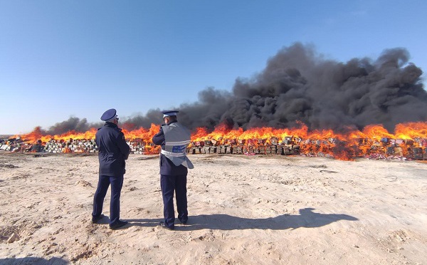 Dakhla : plus de 20 tonnes de résine de Cannabis incinérées