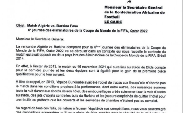 Algérie-Burkina Faso: les Étalons et demandent la délocalisation du match de l'Algérie