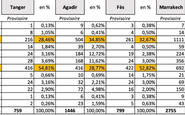 Résultats des votes du premier tour des Français du Maroc 