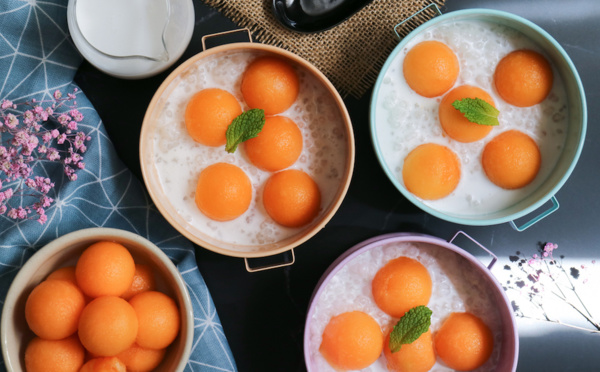 Perles du japon au lait de coco et melon