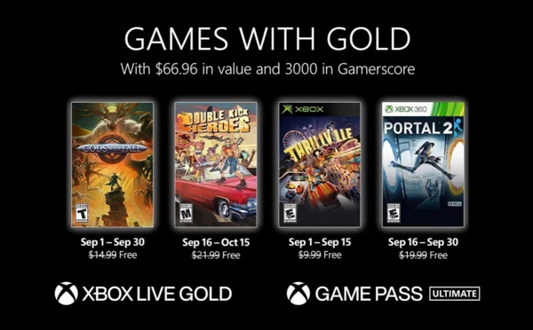 Xbox Games with Gold : voici les jeux offerts en septembre 2022
