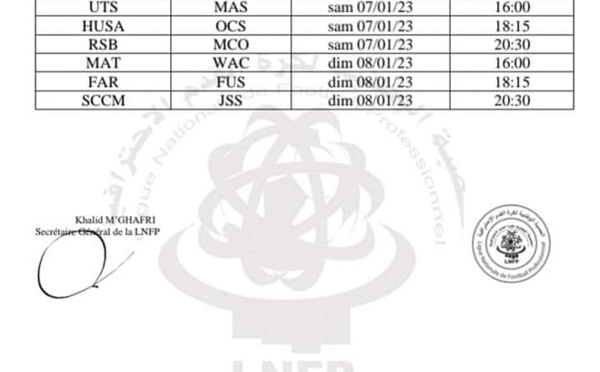 La LNFP annonce le programme de la 11e journée de la Botola Pro