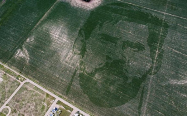 Un fermier trace le visage géant de Lionel Messi dans un champ de maïs