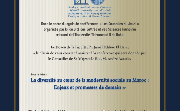 Dans le cadre de cycle de conférence "les causeries du jeudi" organisés par la faculté des lettres et des sciences humaines relevant l'université Mohammed V de Rabat 