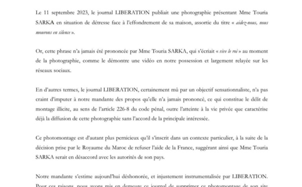 Touria Sarka : je demande au quotidien Libération des excuses et de retirer ma photo
