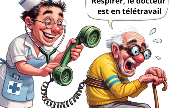  Caricature : Respirer, le docteur est en télétravail