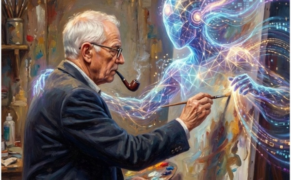 Exposition virtuelle "L'histoire de l'IA de 1940 à 2025" en 20 tableaux à deux mains AB &amp; IA