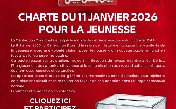 Charte du 11 Janvier 2026 : La jeunesse Marocaine n'est pas une variable d’ajustement mais au cœur de l’économie marocaine 