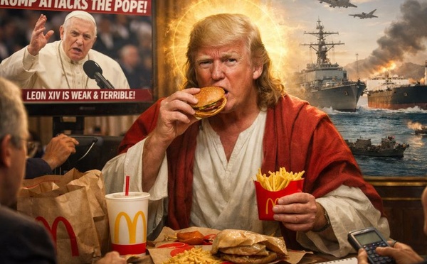 Trump en Jésus, le pape en cible, McDo à la Maison-Blanche, Ormuz sous tension : cherchez l’erreur