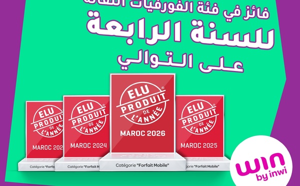 ​win by inwi élu Produit de l’Année 2026 pour la quatrième année consécutive !