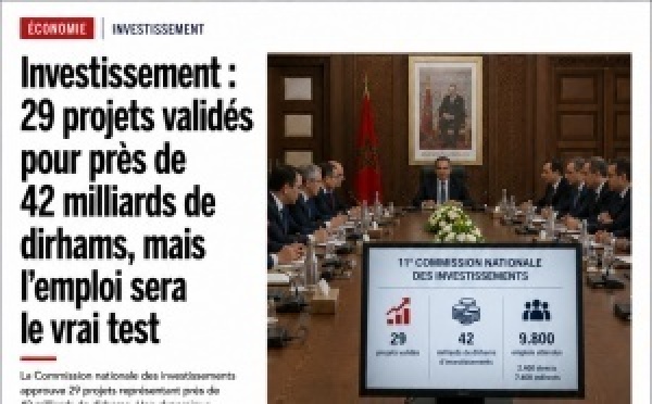 Investissement : 29 projets validés pour près de 42 milliards de dirhams, mais l'emploi sera le vrai test