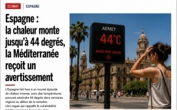 Espagne : la chaleur monte jusqu'à 44 degrés, la Méditerranée reçoit un avertissement
