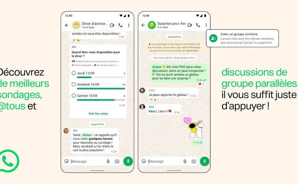 WhatsApp : Sondages améliorés, mention @all et discussions parallèles