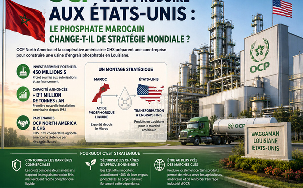 OCP et CHS préparent une usine d’engrais phosphatés en Louisiane