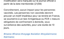 La France : le Maroc sur sa liste rouge "Covid"