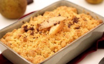 Rcette du crumble aux poires, amandes et chocolat