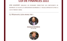 WEBINAIRE - Loi de Finances 2022 Mardi 25 Janvier 2022 À 16H30