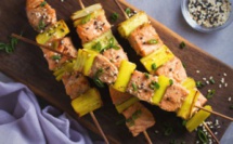 Brochettes saumon poireau