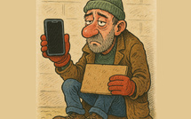 Mendiant connecté cherche donateur sans espèces