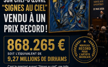 Le tableau “Signes au ciel” de Ahmed Cherkaoui vendu à un prix record. 868.265 euros,